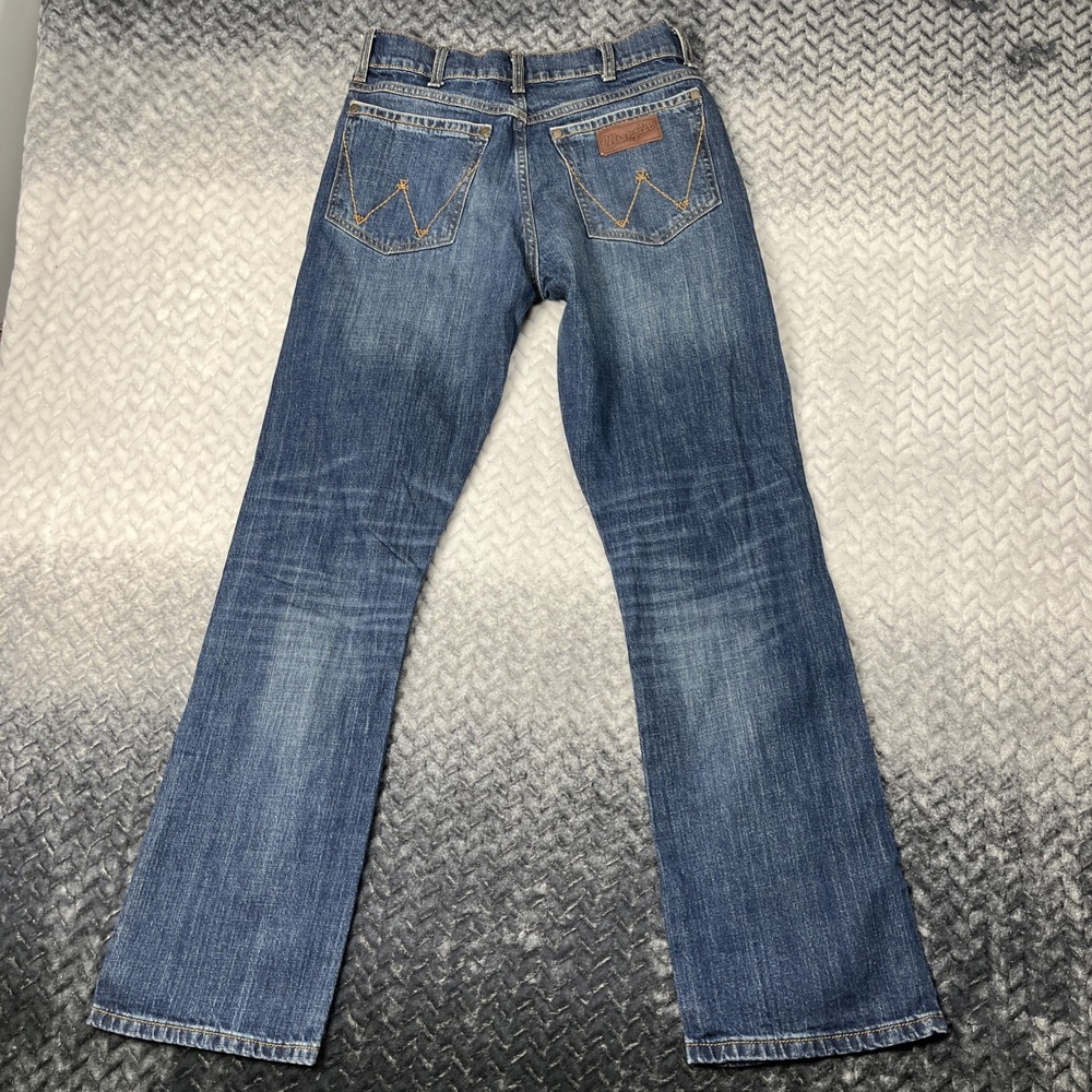 Wrangler Retro Relaxed Boot Cut Jeans Mens 30x34 Dark Wash Distressed WRT20JH